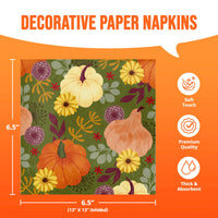Petals and Pumpkins Luncheon Napkins 6.5