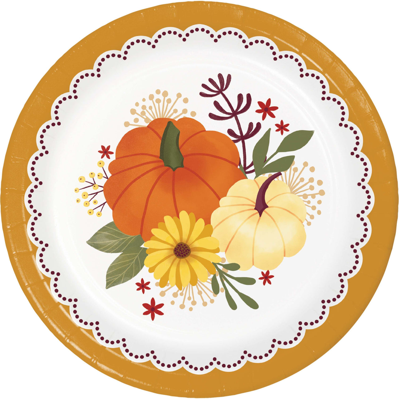Petals and Pumpkins Dinner Plates 9"