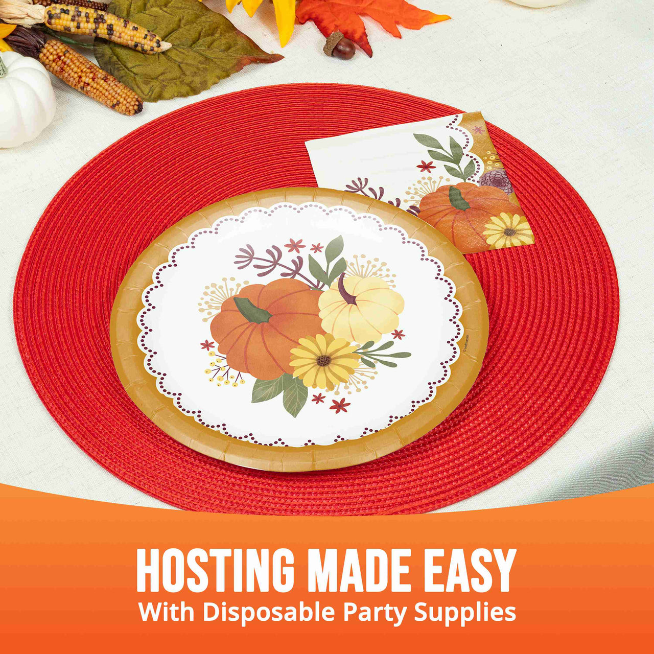 Petals and Pumpkins Dinner Plates 9"