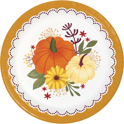 Petals and Pumpkins Dinner Plates 9"