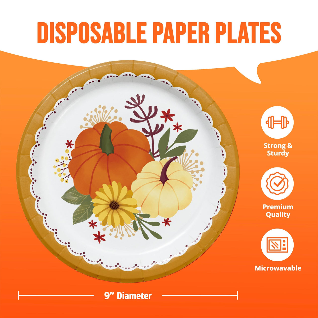 Petals and Pumpkins Dinner Plates 9"