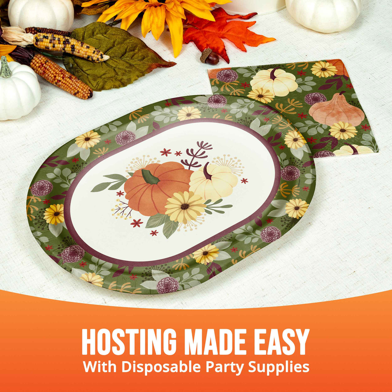 Petals and Pumpkins Oval Platters 12"