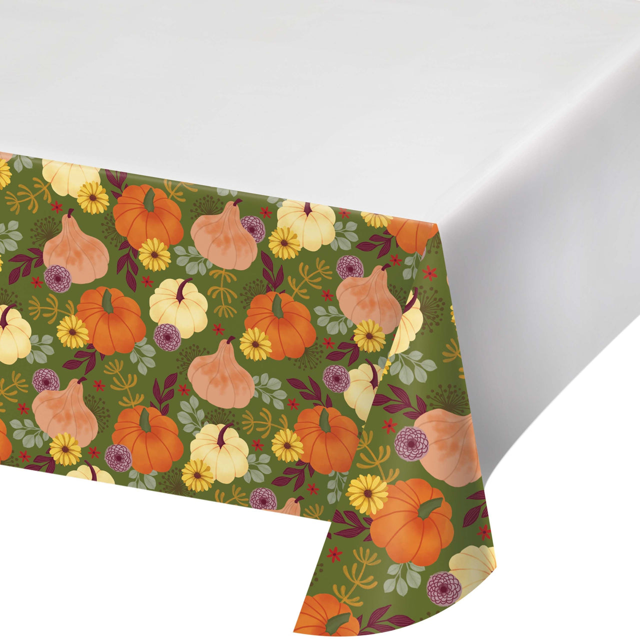 Petals and Pumpkins Plastic Tablecovers 54" x 96"