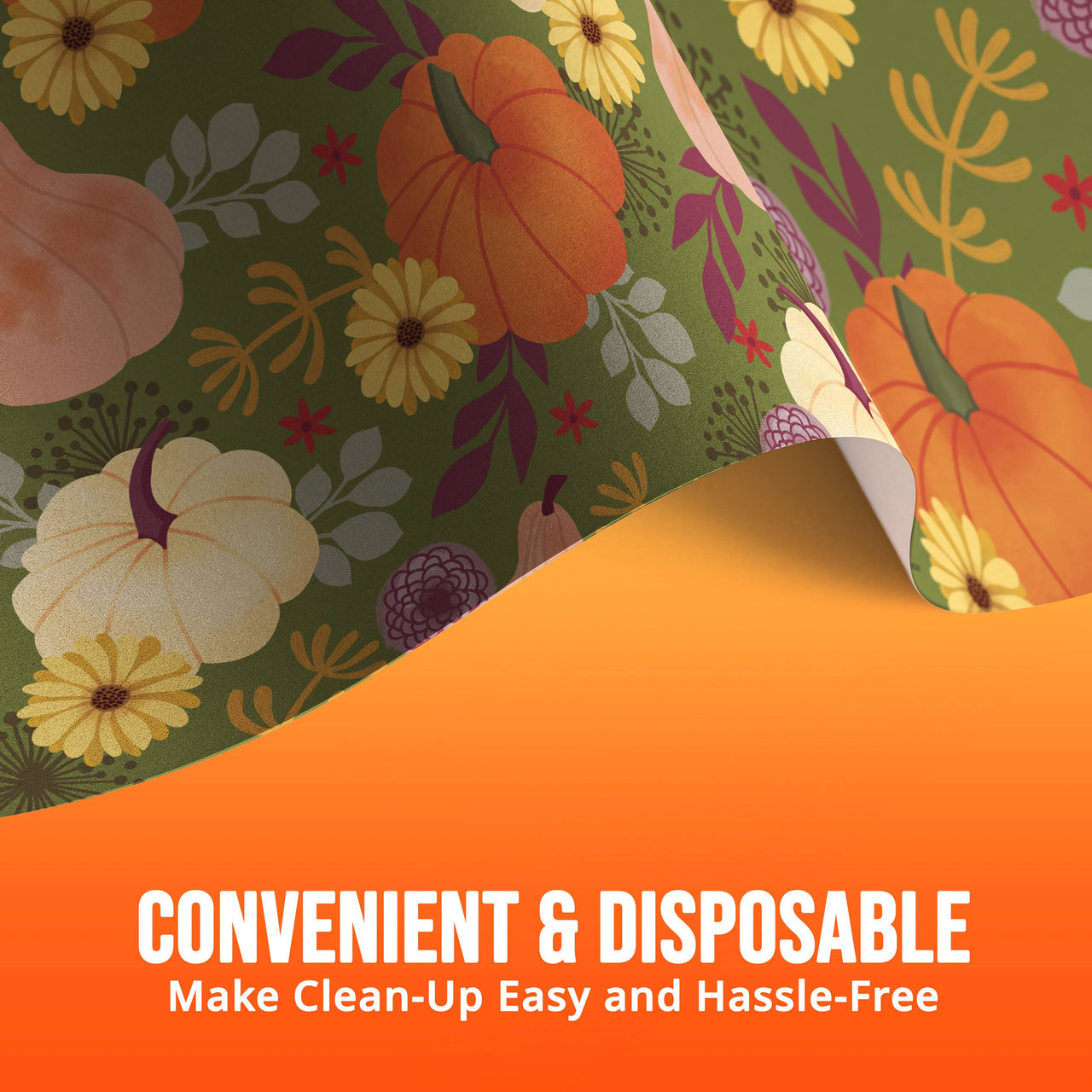 Petals and Pumpkins Plastic Tablecovers 54" x 96"