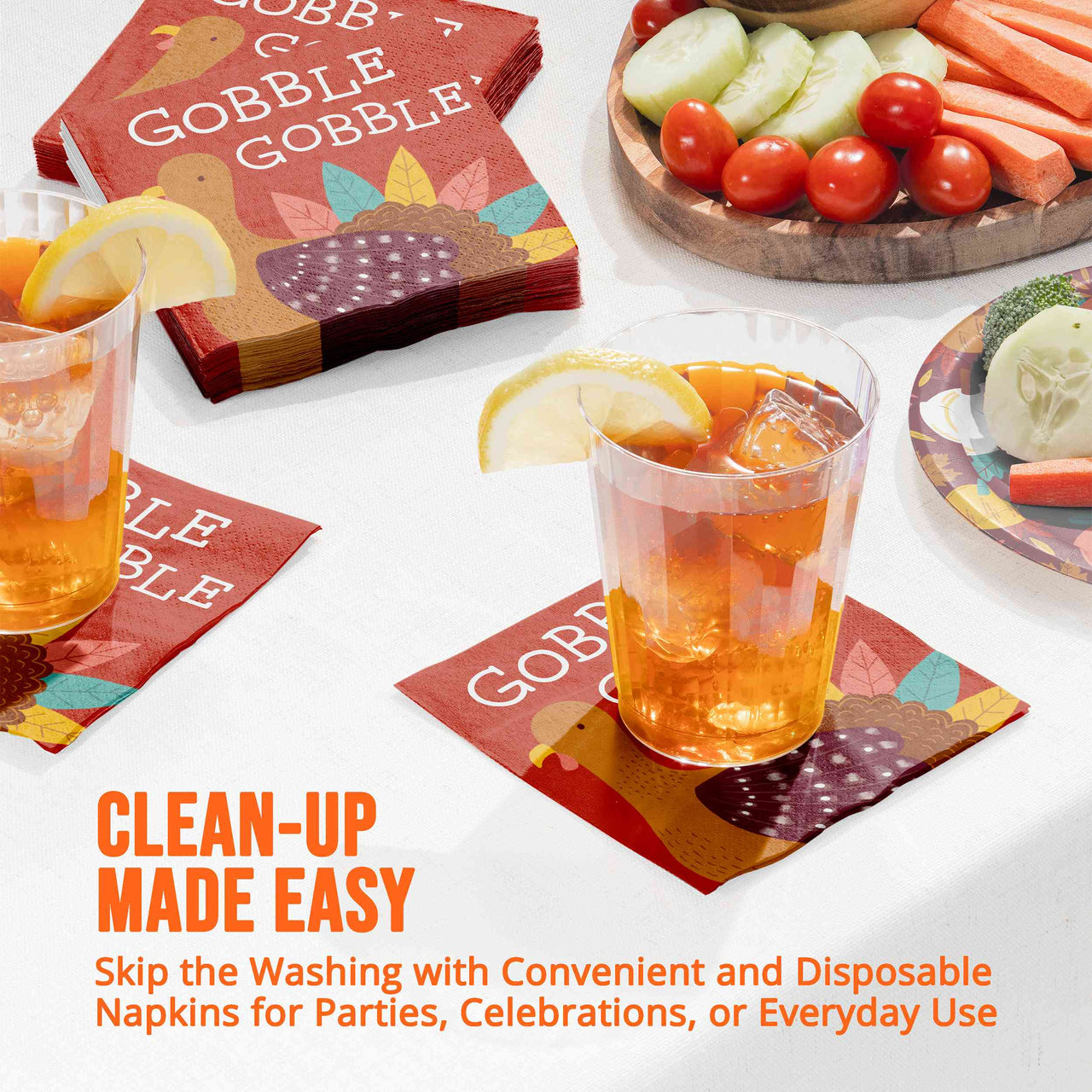Turkey Treat Gobble Beverage Napkins 5" x 5"