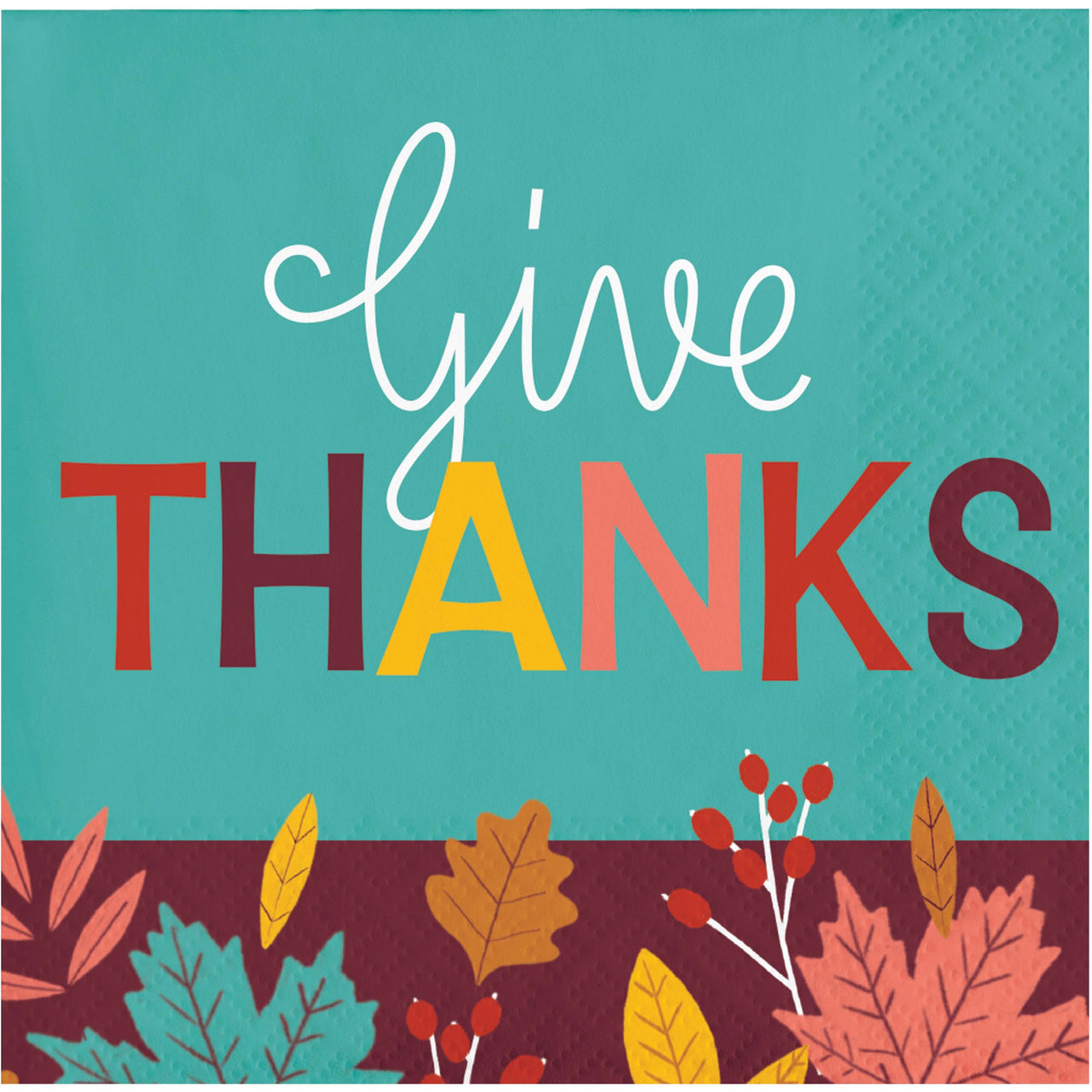 Turkey Treat Give Thanks Beverage Napkins 5" x 5"