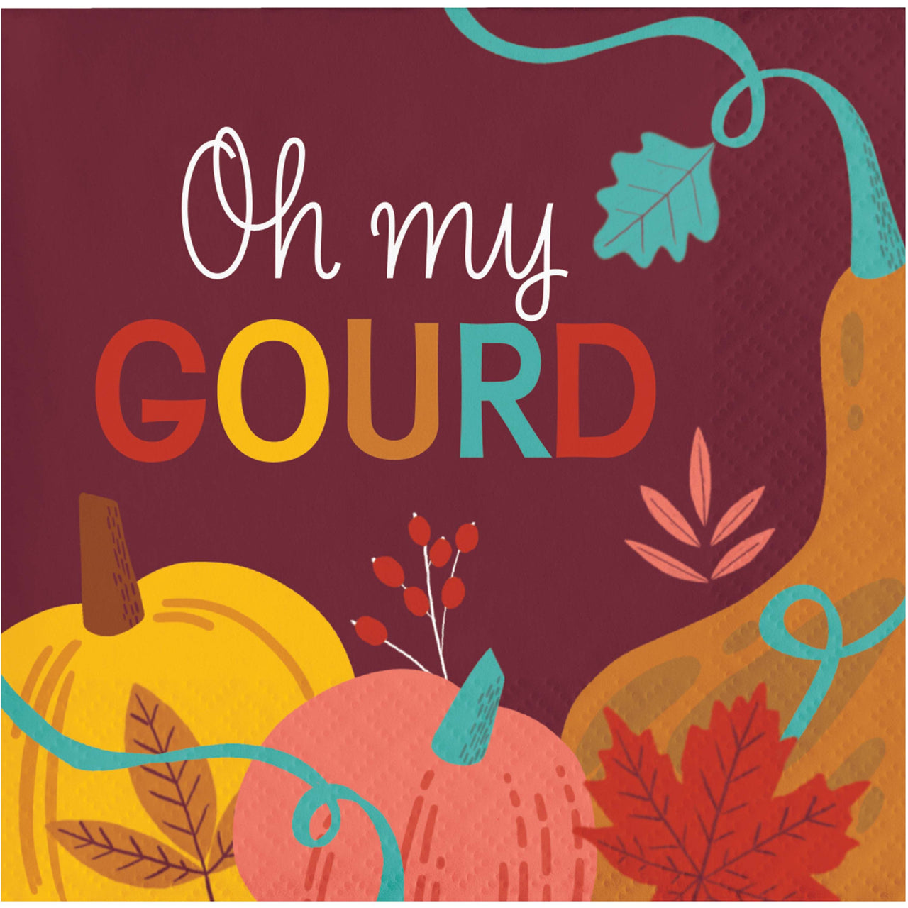 Turkey Treat Oh My Gourd Beverage Napkins 5" x 5"
