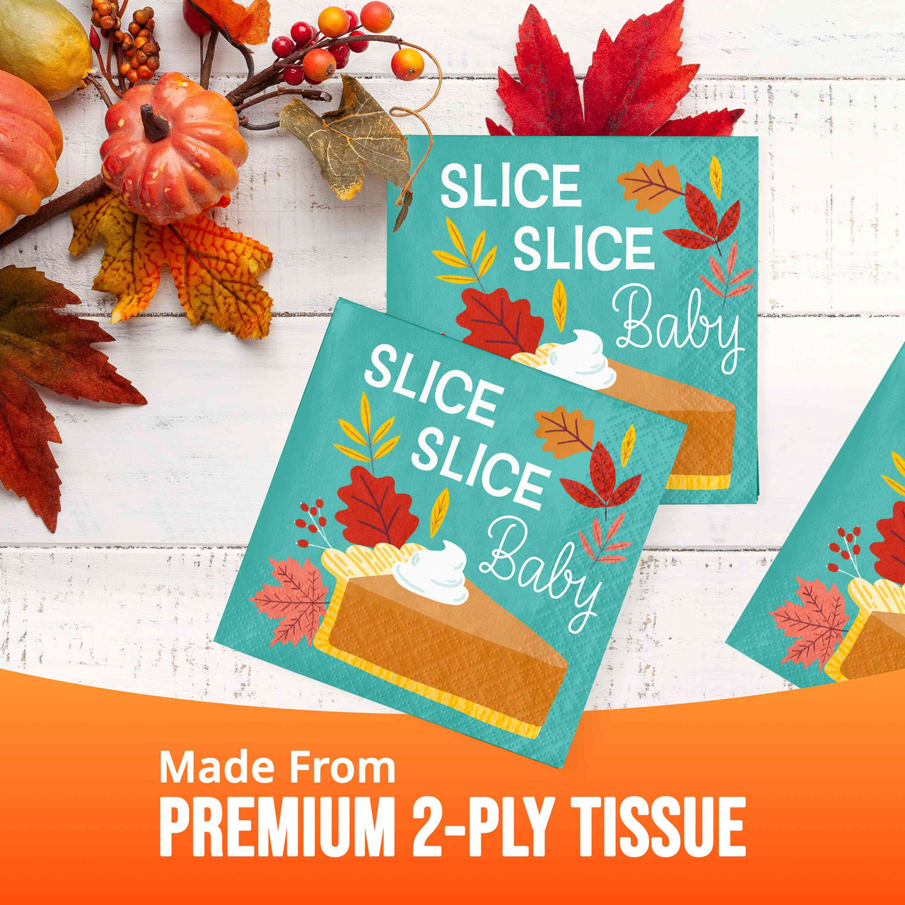 Turkey Treat Slice Slice Baby Beverage Napkins 5" x 5"