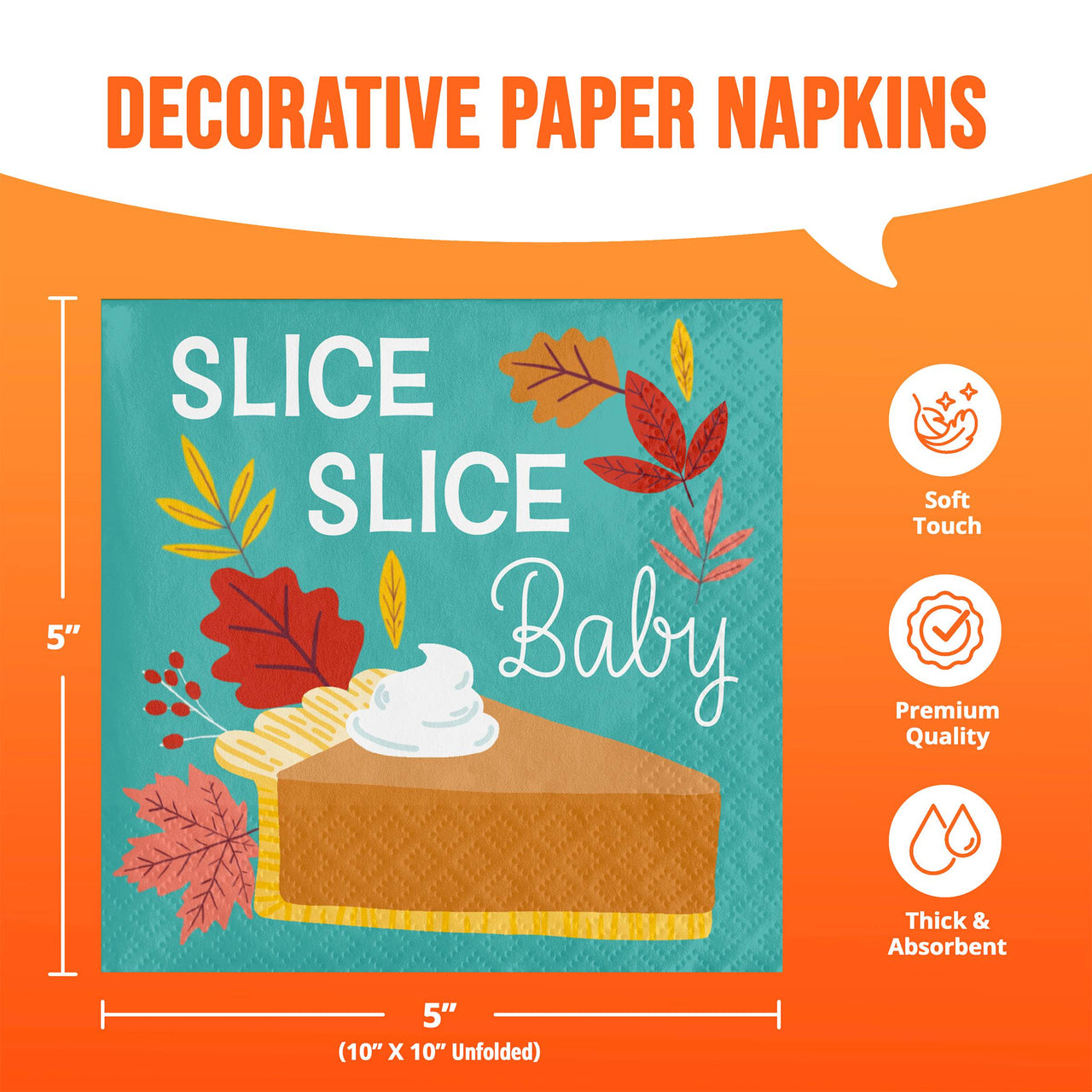 Turkey Treat Slice Slice Baby Beverage Napkins 5" x 5"