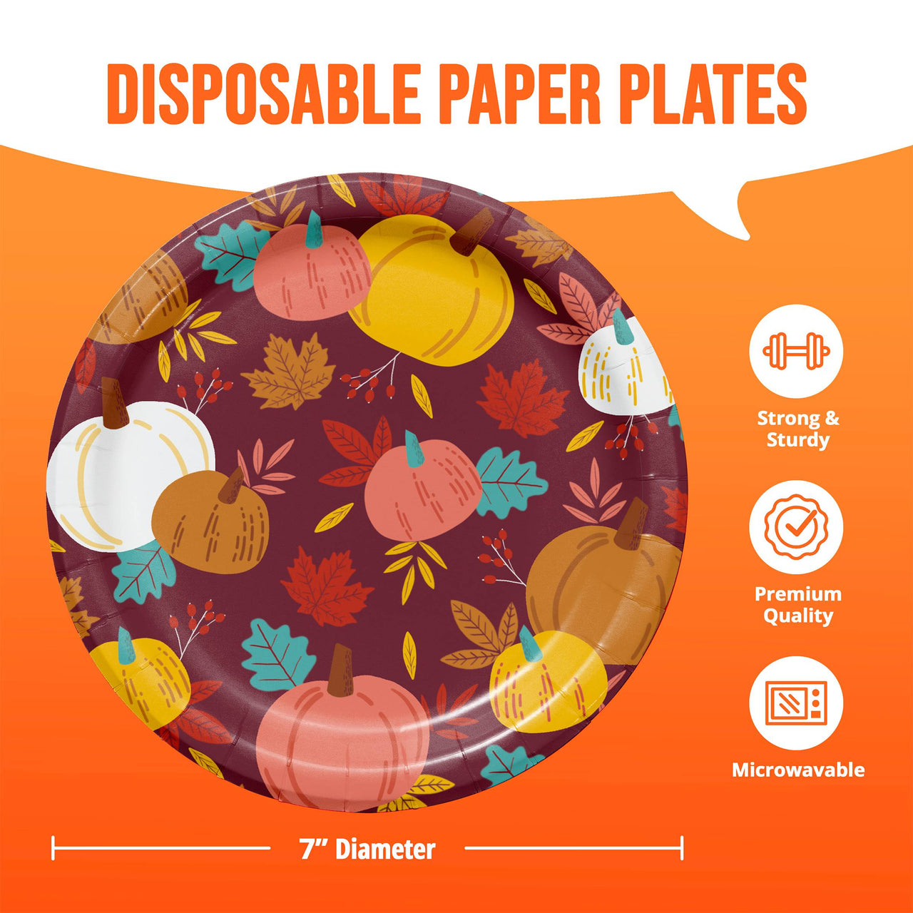 Turkey Treat Pumpkin Toss Luncheon Plates 7"