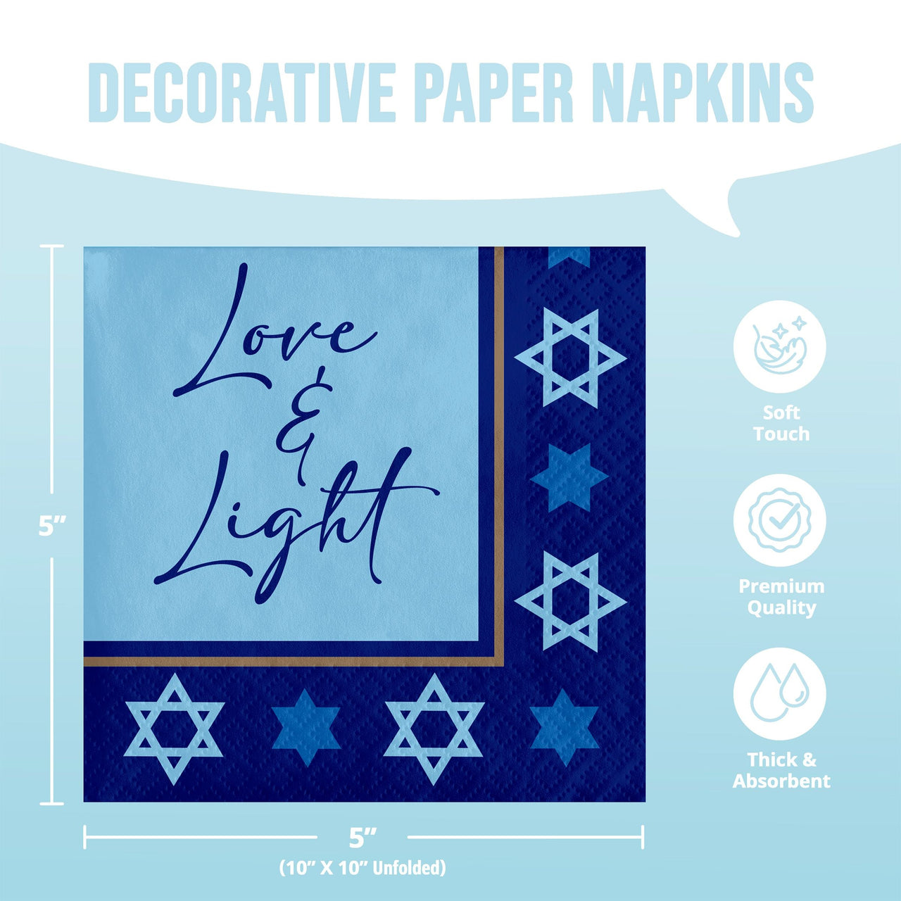 Hanukkah Lights Beverage Napkins 5" x 5"