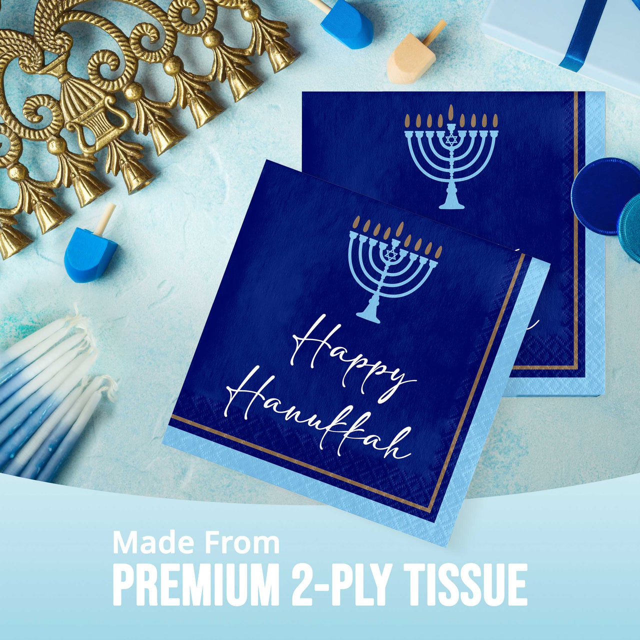 Hanukkah Lights Luncheon Napkins 6.5" x 6.5"