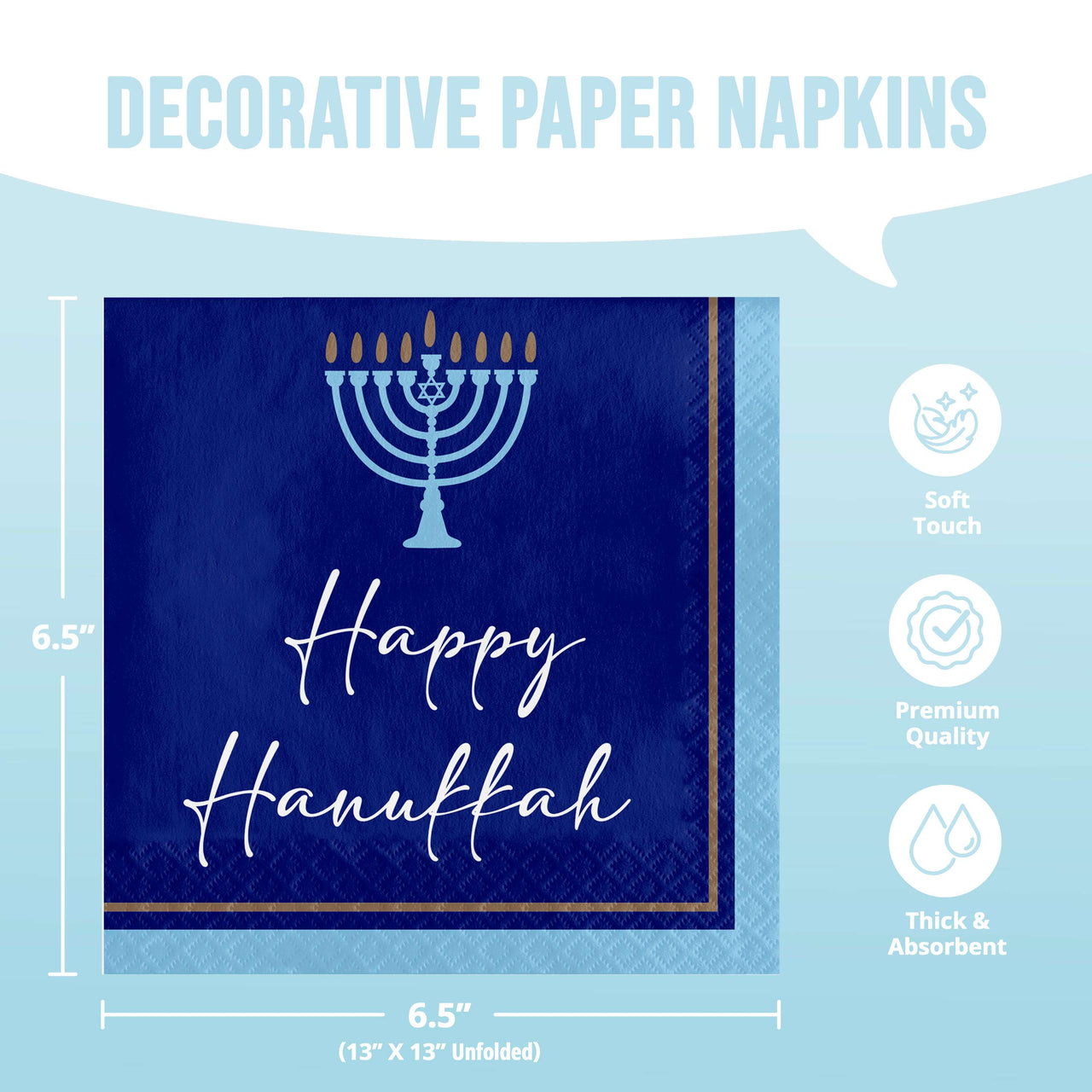 Hanukkah Lights Luncheon Napkins 6.5" x 6.5"