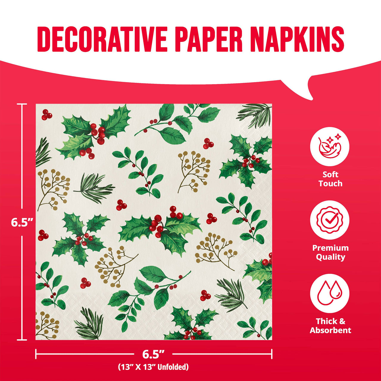 Holly Haven Luncheon Napkins 6.5" x 6.5"