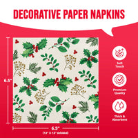 Holly Haven Luncheon Napkins 6.5