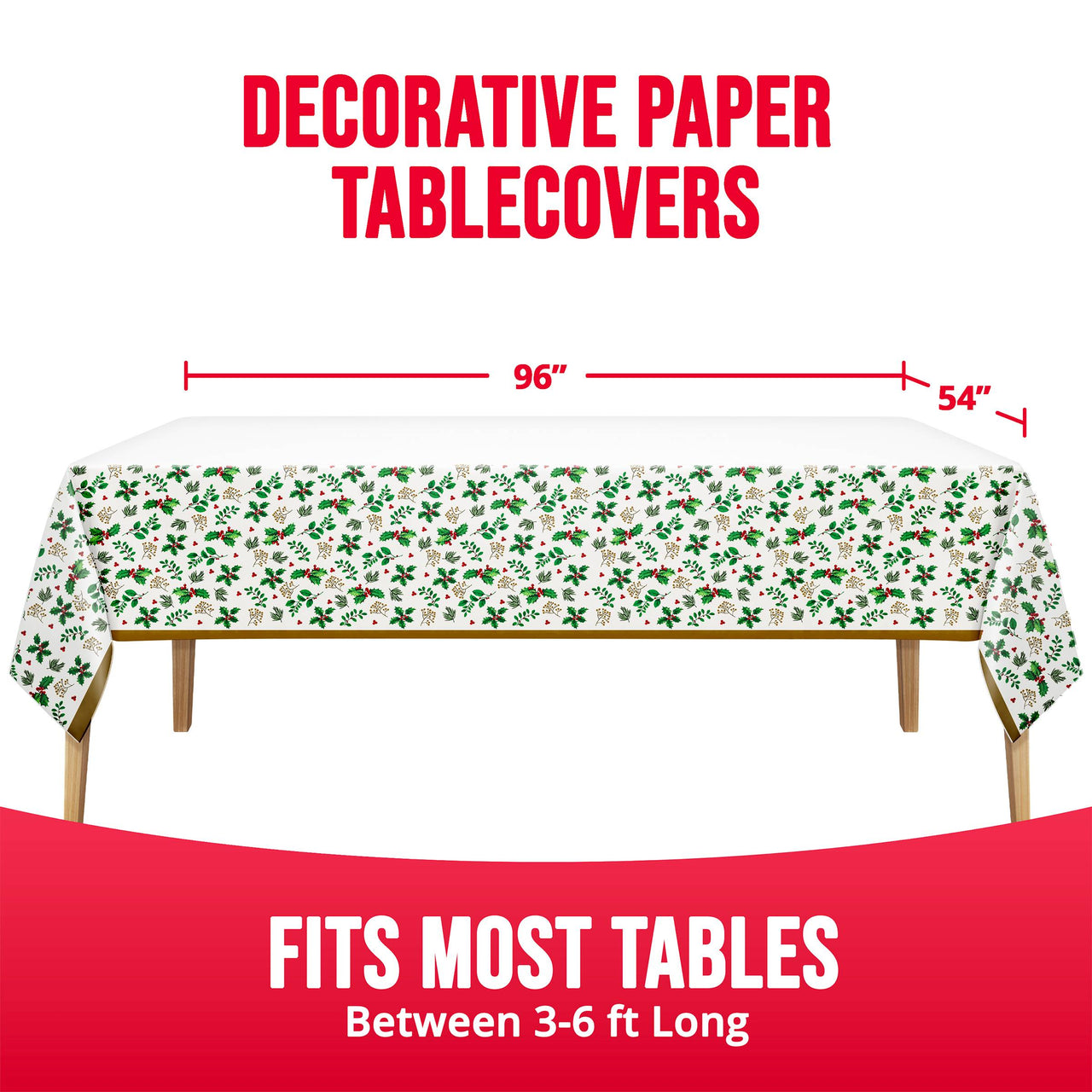Holly Haven Plastic Tablecovers 54" x 96"