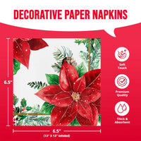 Christmas Blossom Luncheon Napkins 6.5