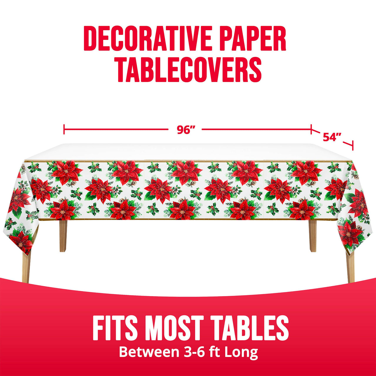 Christmas Blossom Plastic Tablecovers 54" x 96"