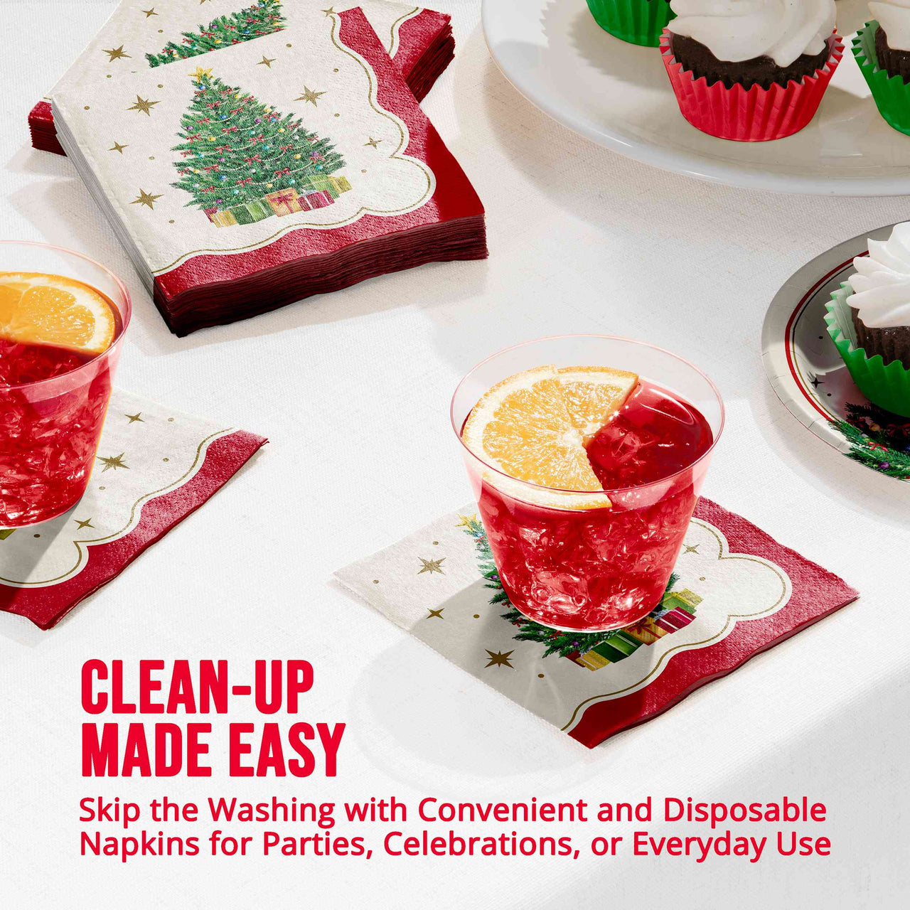 Sparkling Spruce Beverage Napkins 5" x 5"