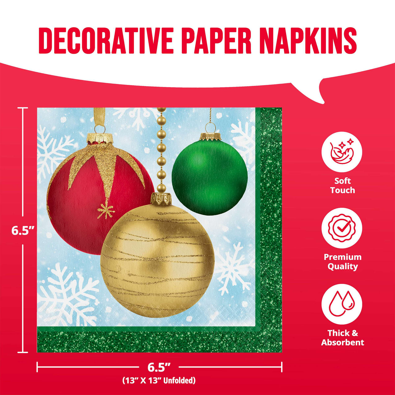 Holiday Glimmer Luncheon Napkins 6.5" x 6.5"