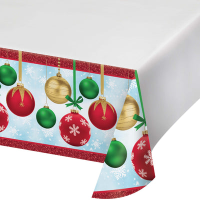 Holiday Glimmer Plastic Tablecovers 54" x 96"