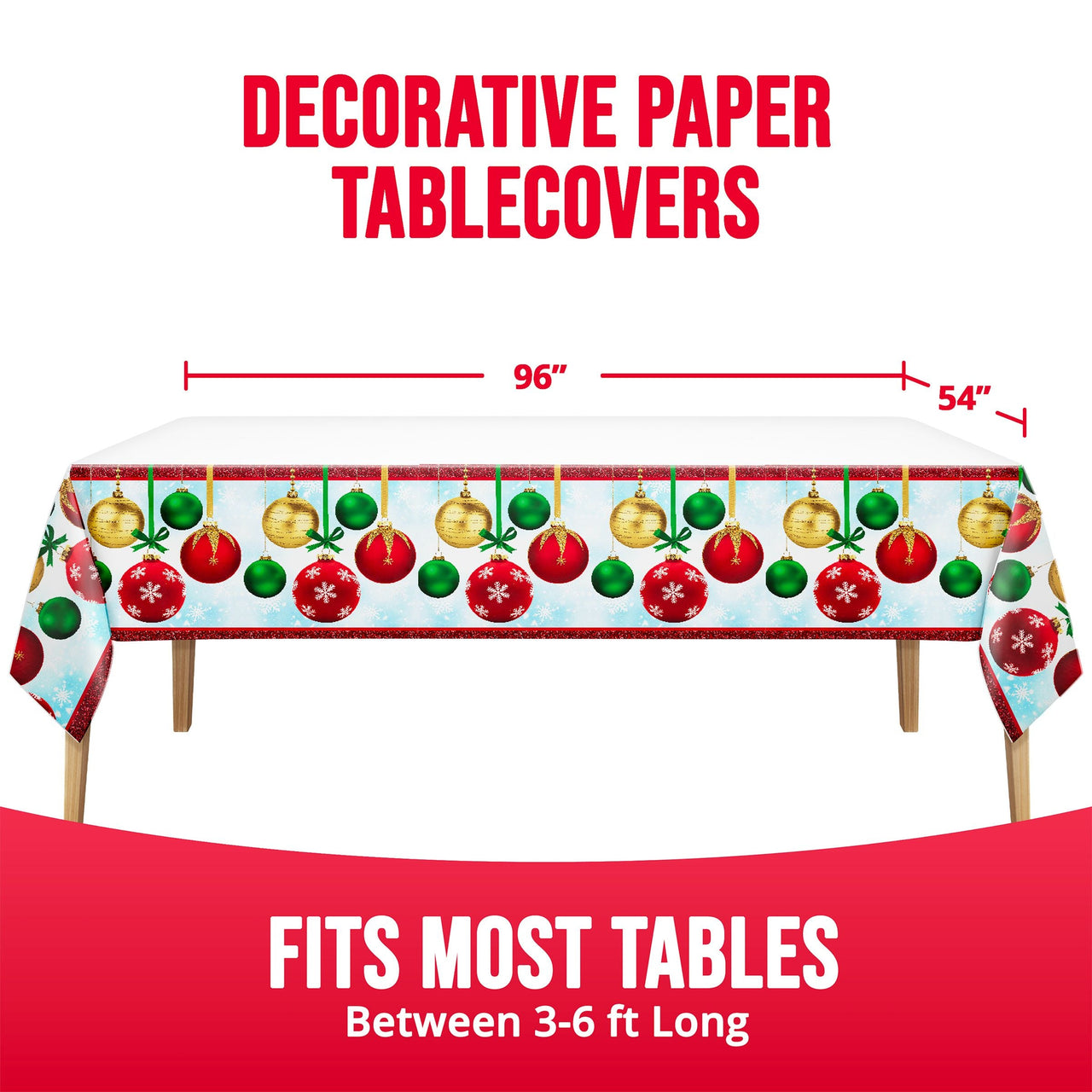 Holiday Glimmer Plastic Tablecovers 54" x 96"