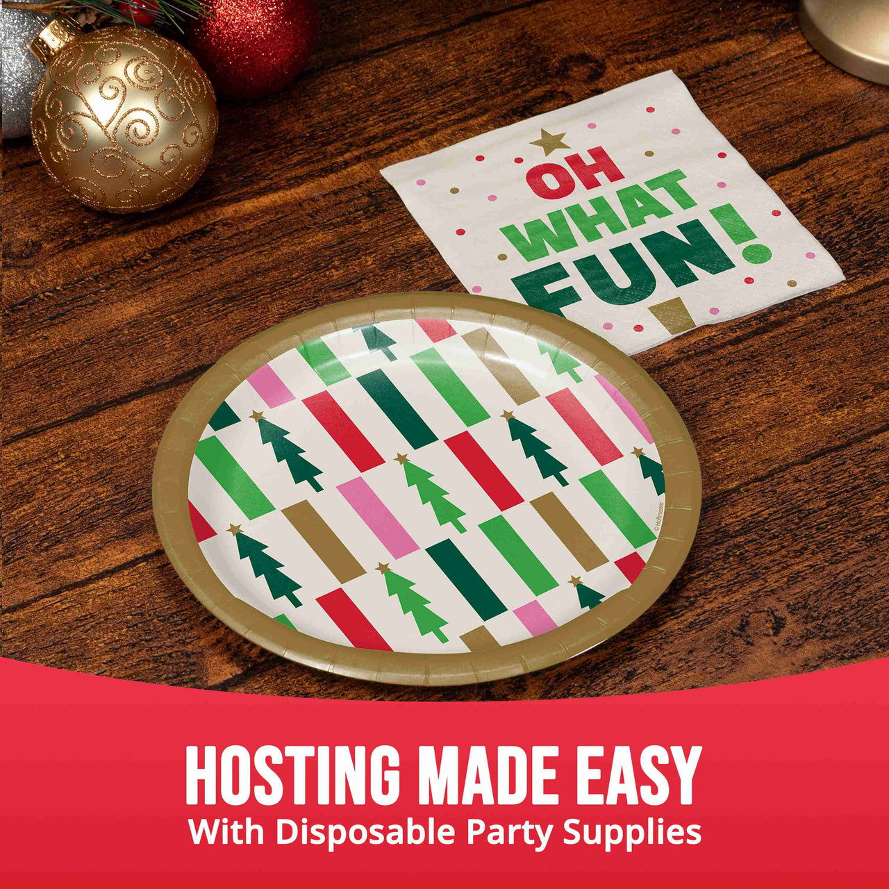 Holiday Hues Oh What Fun Beverage Napkins 5" x 5"