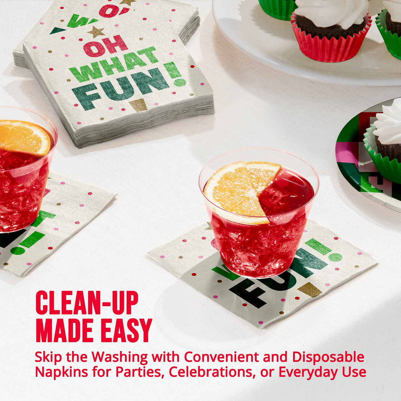 Holiday Hues Oh What Fun Beverage Napkins 5" x 5"