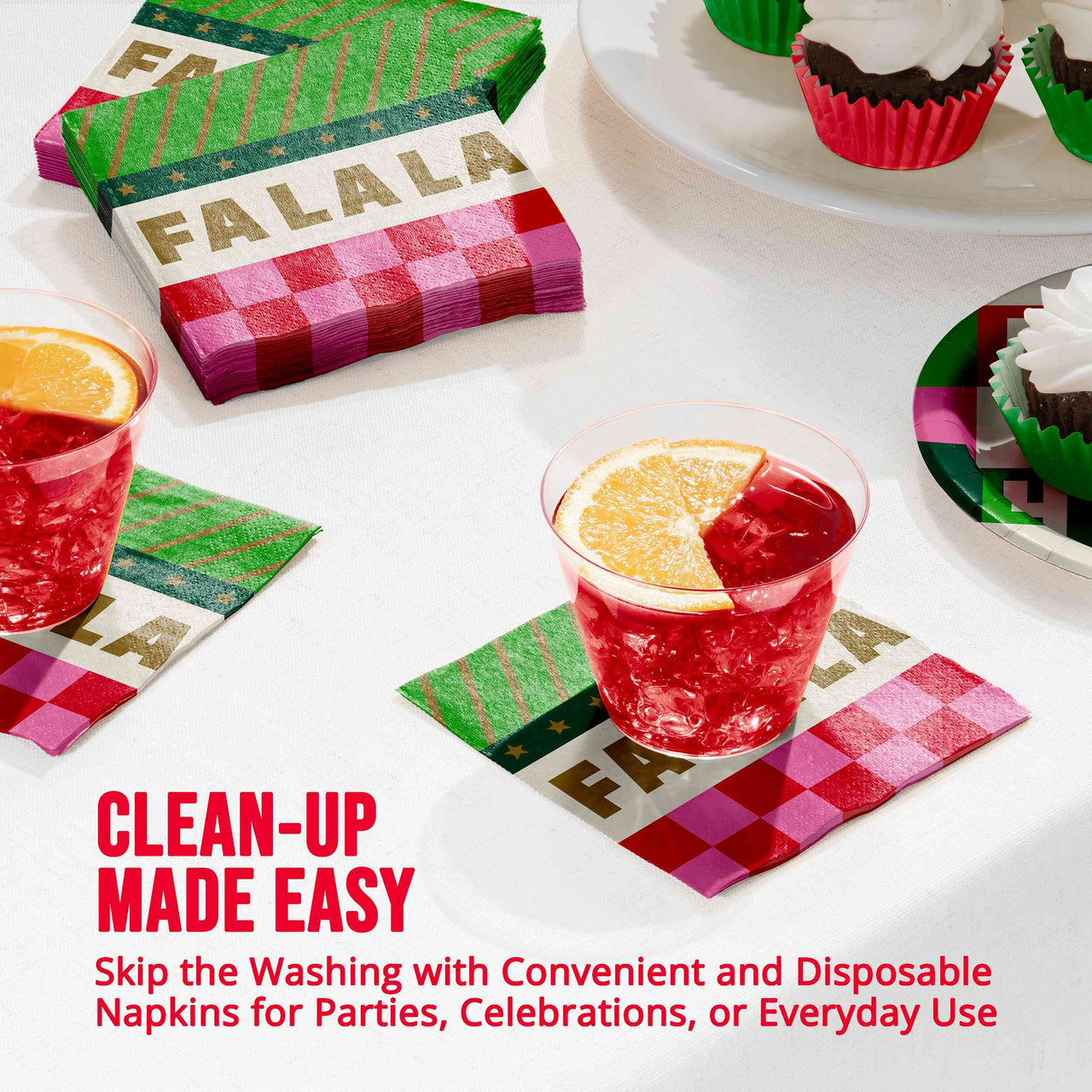 Holiday Hues Fa La La Beverage Napkins 5" x 5"