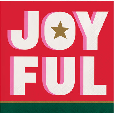 Holiday Hues Joyful Beverage Napkins 5" x 5"