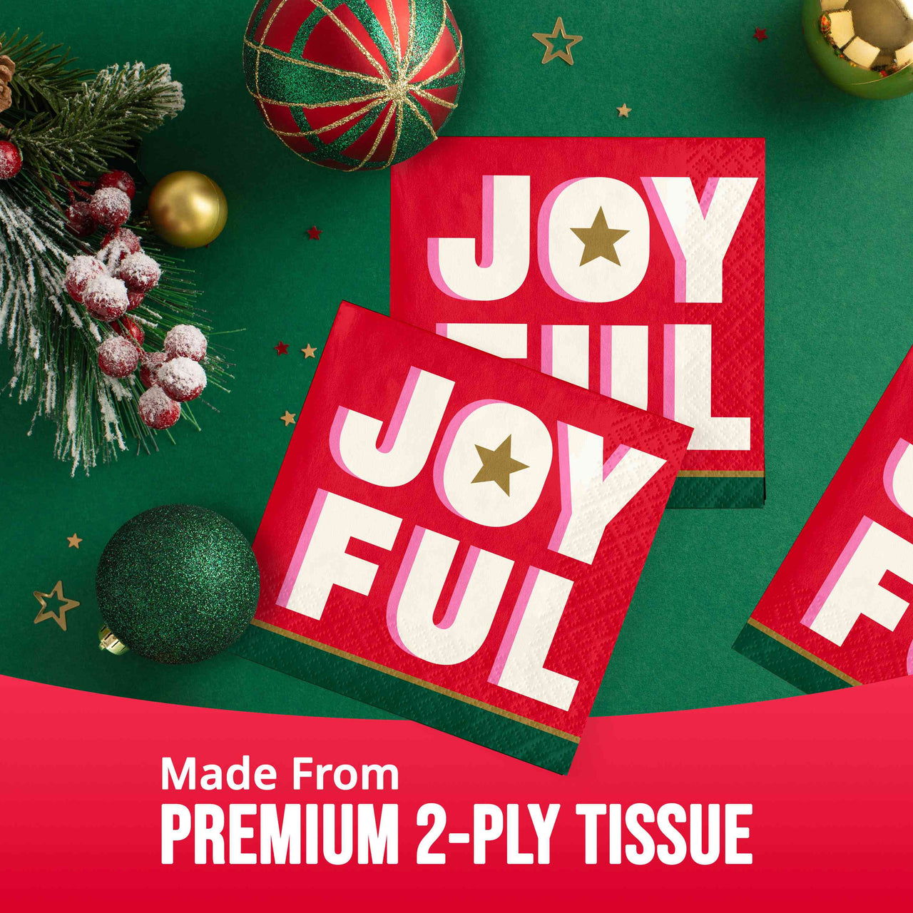 Holiday Hues Joyful Beverage Napkins 5" x 5"