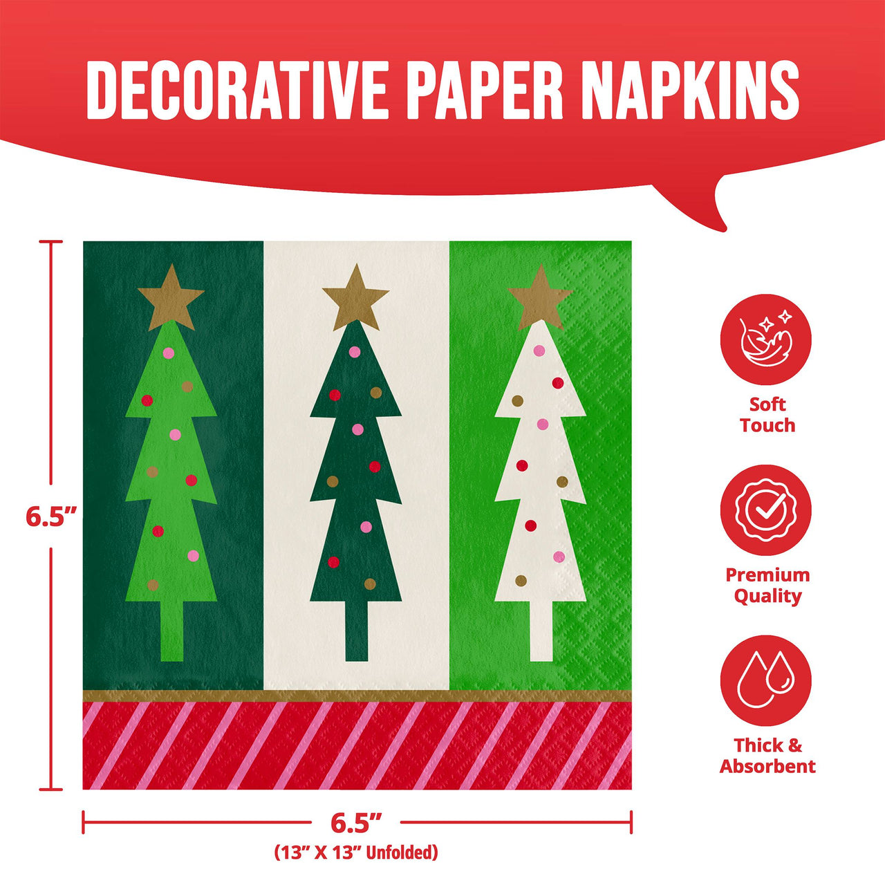 Holiday Hues Luncheon Napkins 6.5" x 6.5"