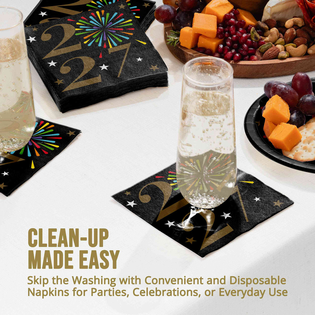 New Years Radiance 2027 Beverage Napkins 5" x 5"