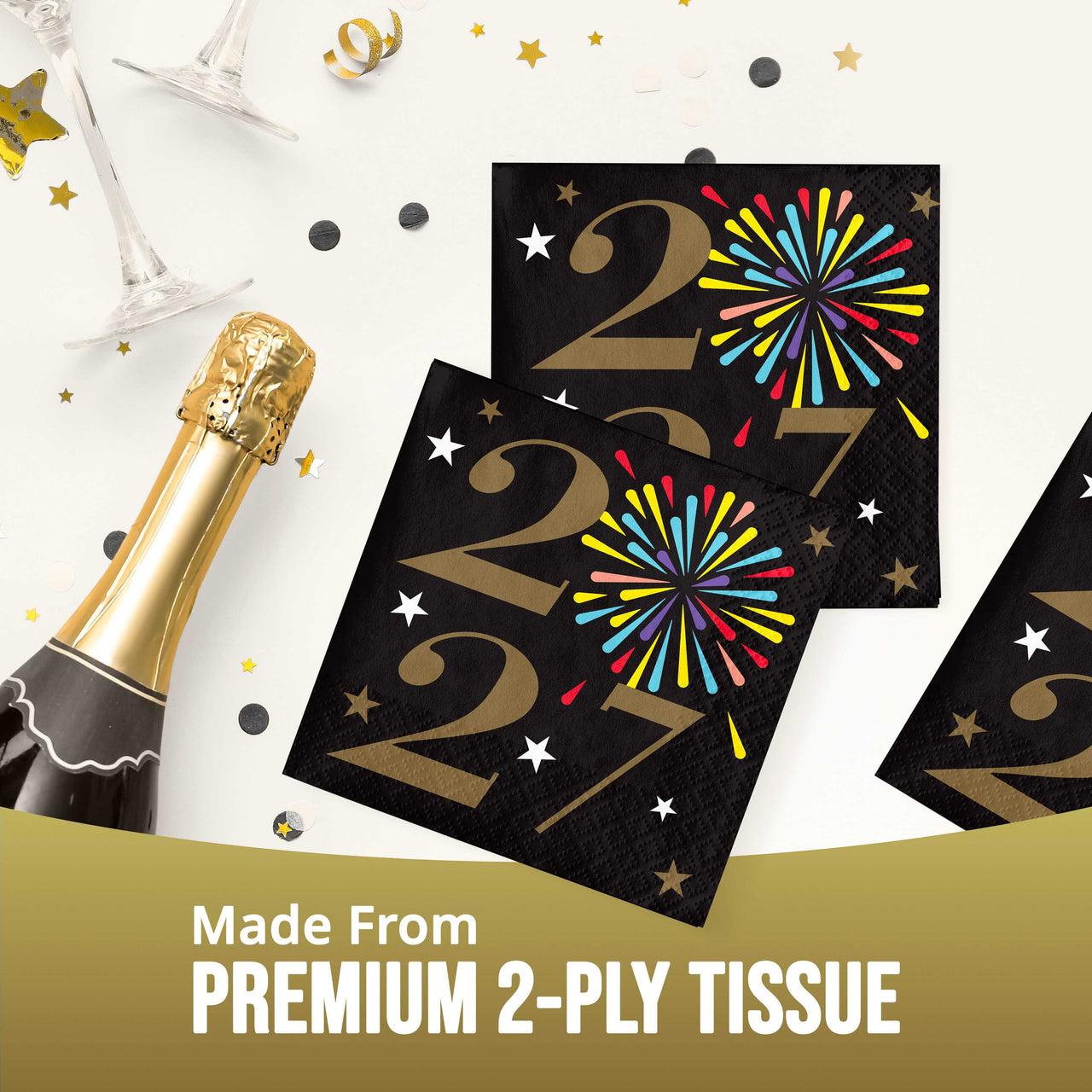 New Years Radiance 2027 Beverage Napkins 5" x 5"