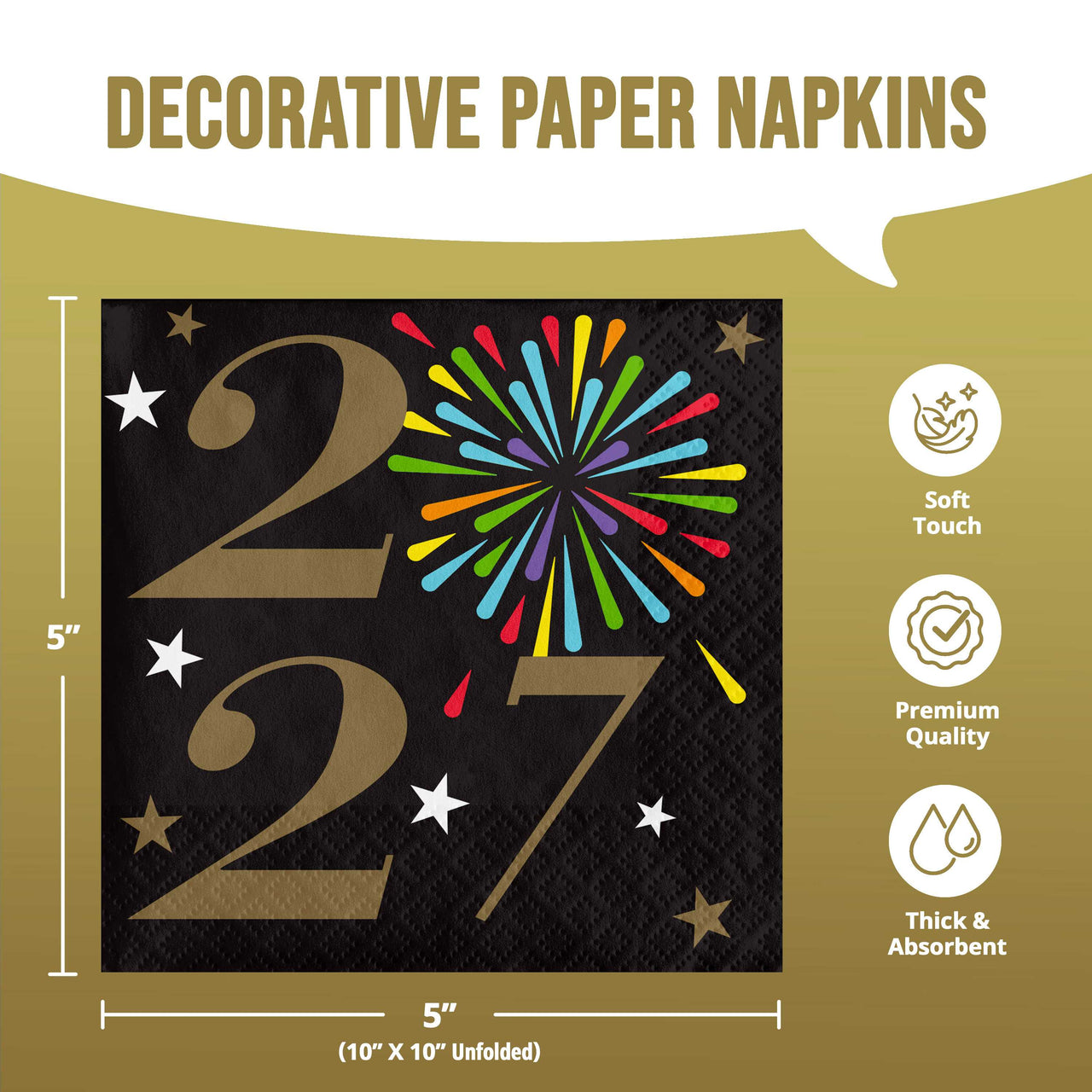 New Years Radiance 2027 Beverage Napkins 5" x 5"