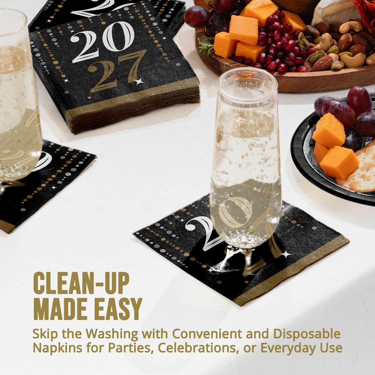 Dazzling Midnight 2027 Beverage Napkins 5" x 5"