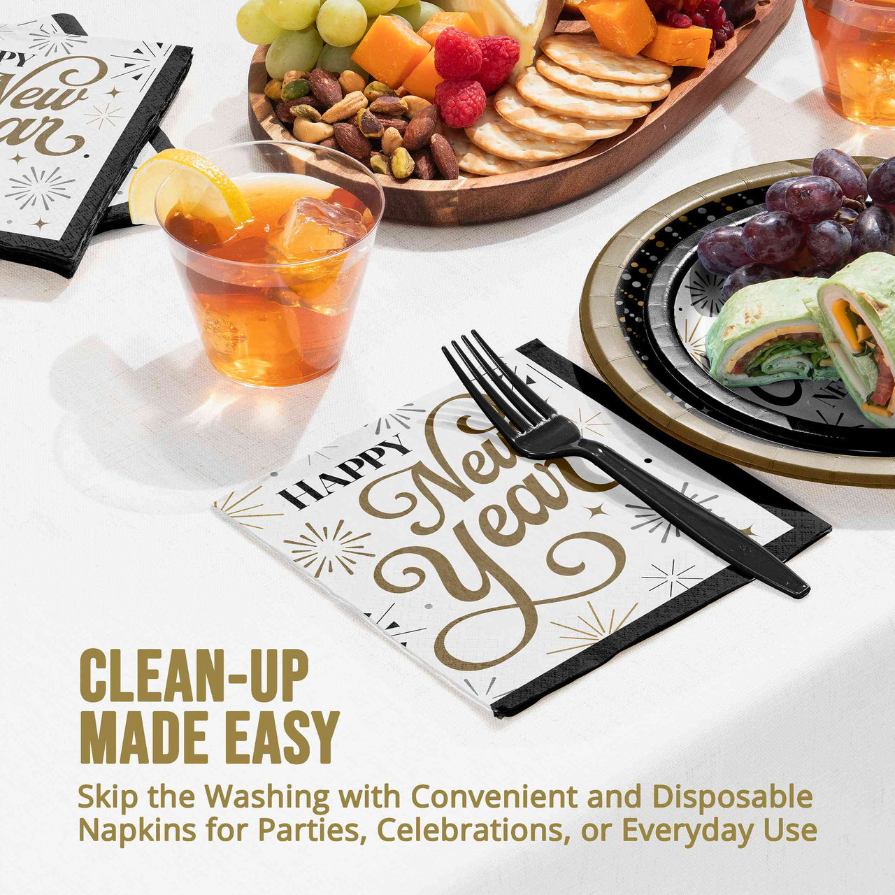 Dazzling Midnight Luncheon Napkins 6.5" x 6.5"