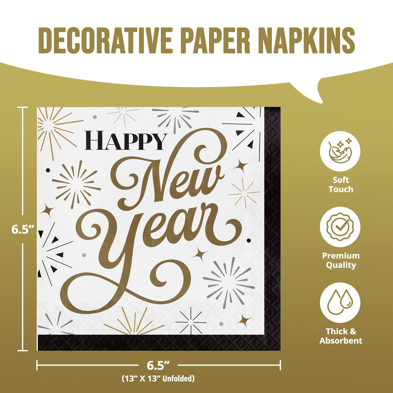 Dazzling Midnight Luncheon Napkins 6.5" x 6.5"