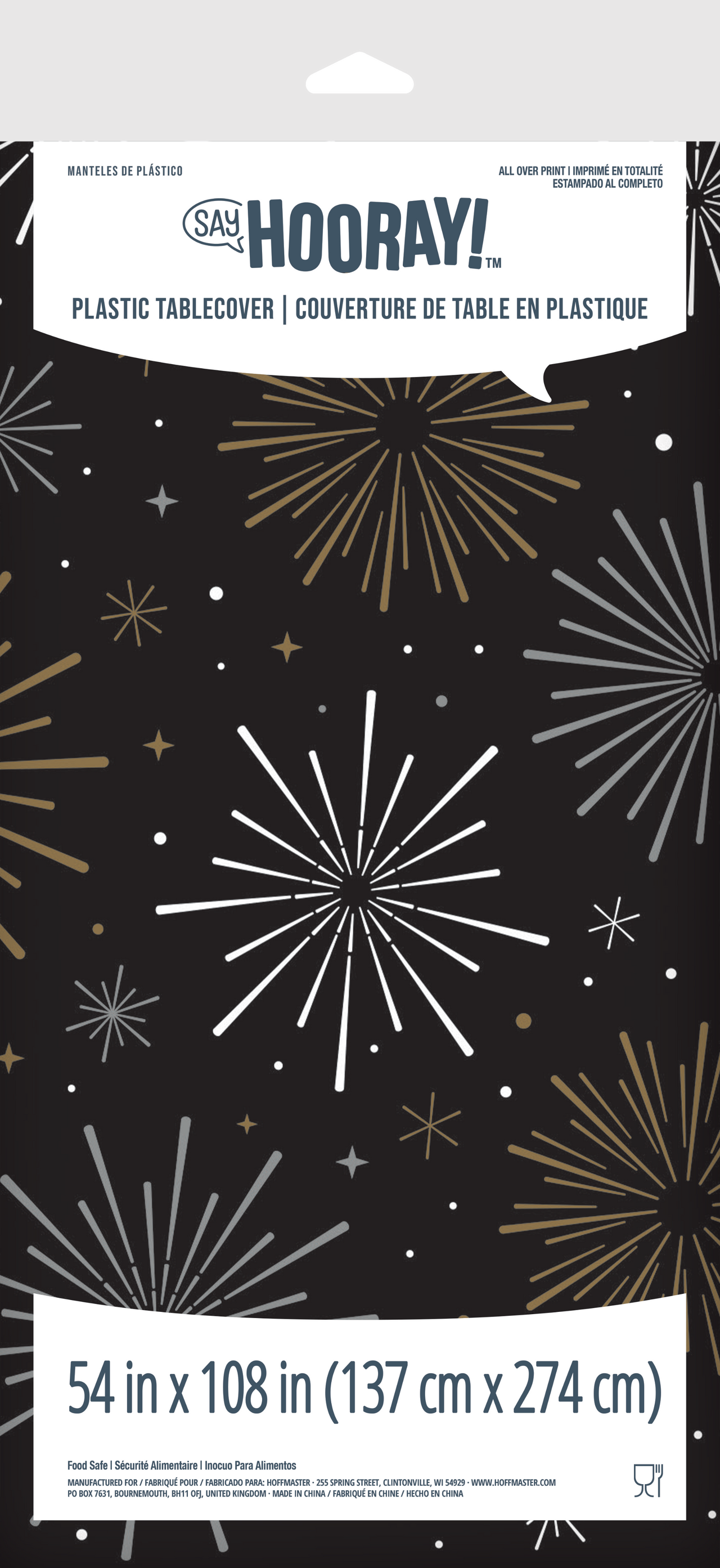 New Years Decor Plastic Tablecovers 54" x 108"