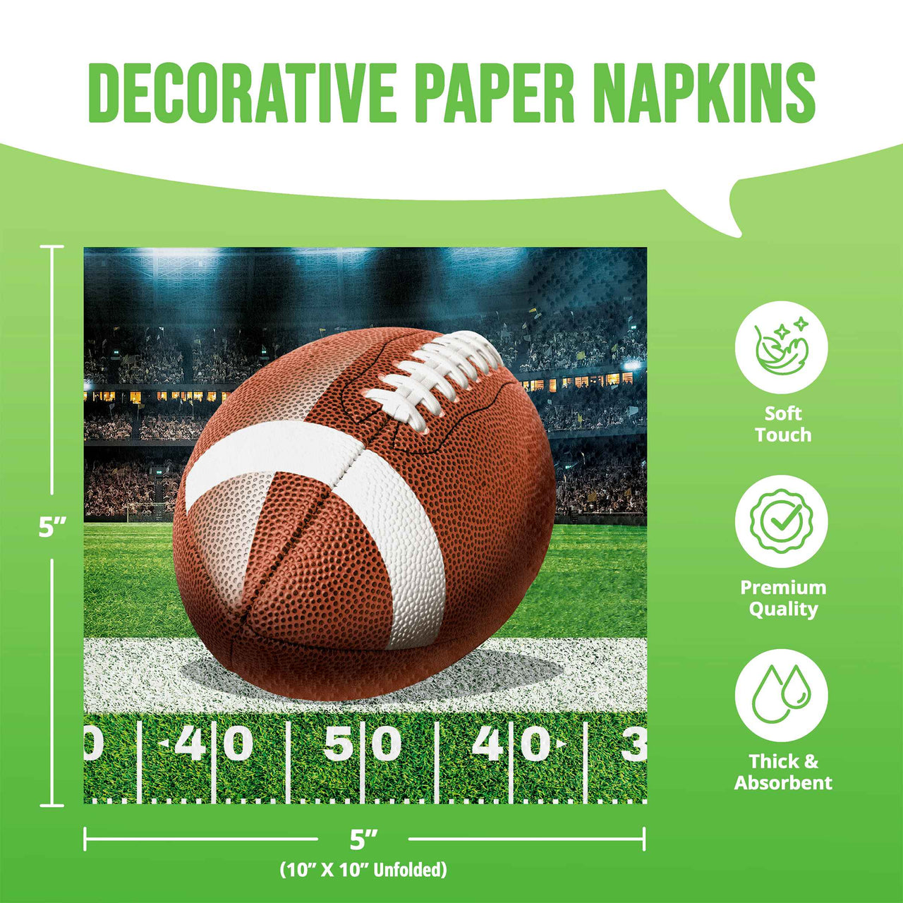 Fan Zone Football Beverage Napkins 5" x 5"