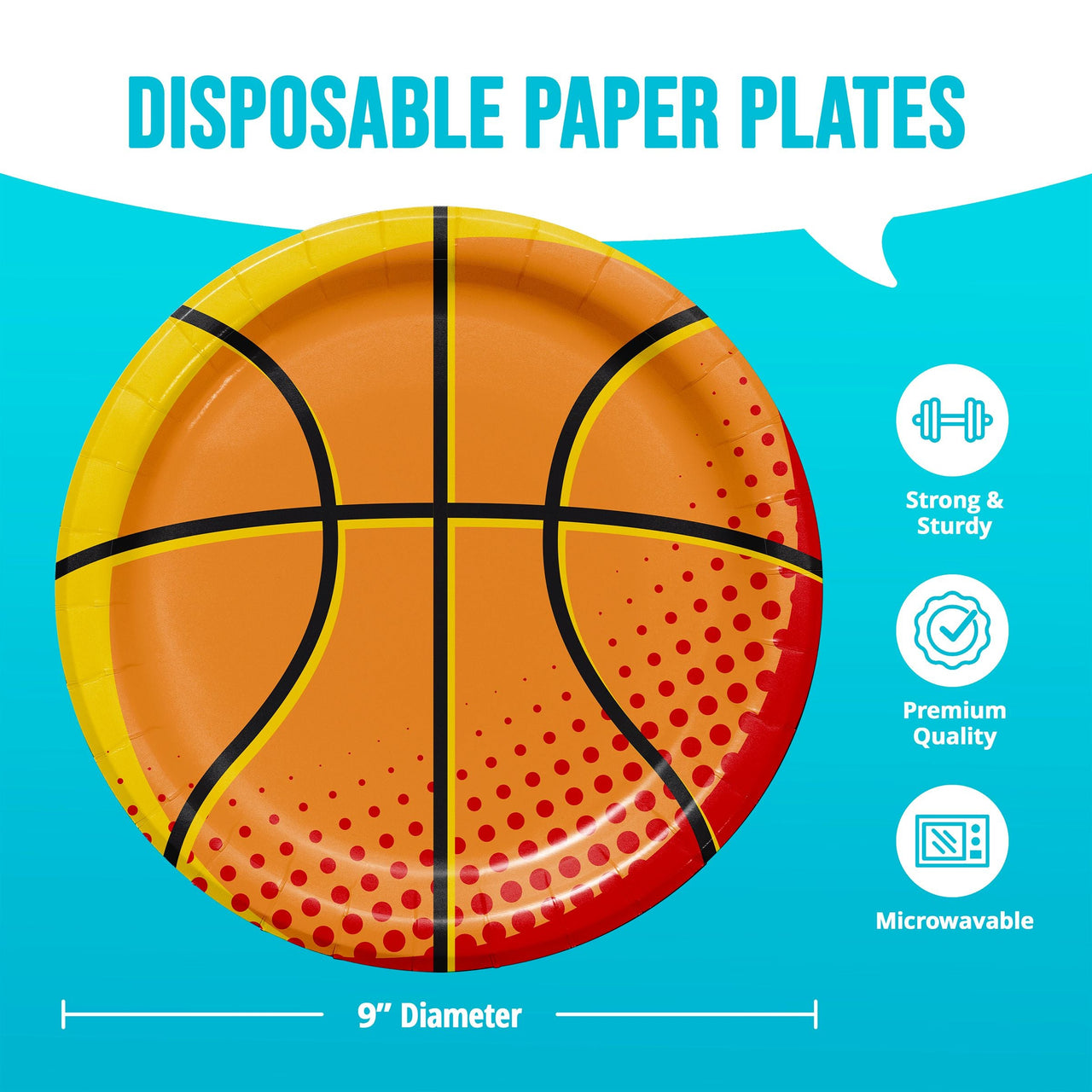 Sports Spirit Basketball Dinner Plates 9"