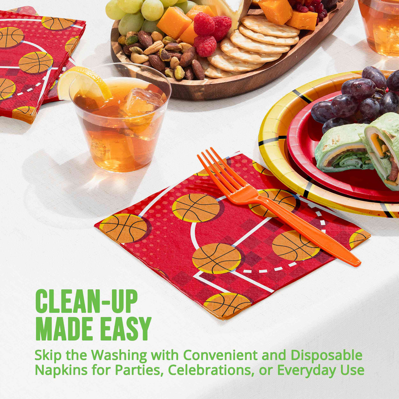 Sports Spirit Basketball Luncheon Napkins 6.5" x 6.5"