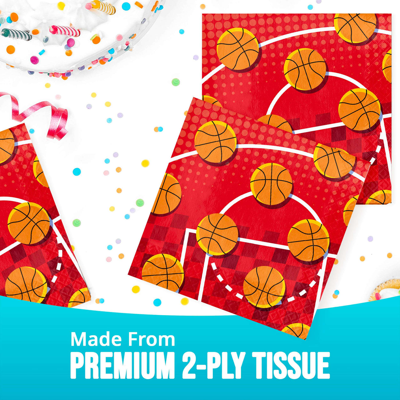 Sports Spirit Basketball Luncheon Napkins 6.5" x 6.5"