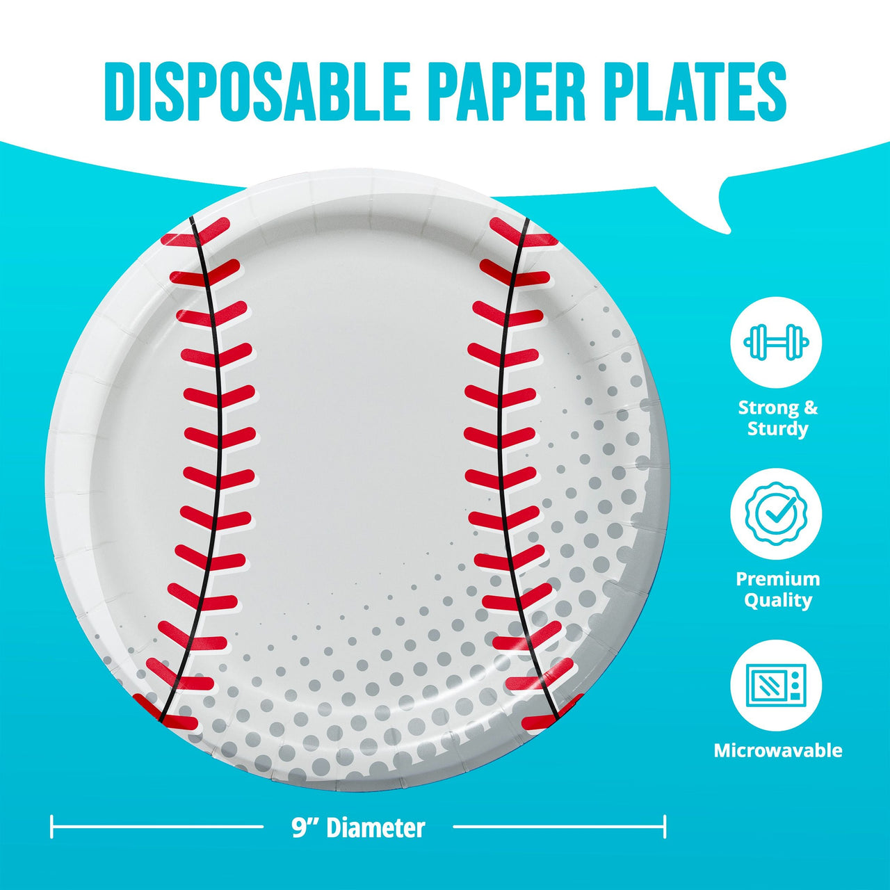 Sports Spirit Baseball Dinner Plates 9"