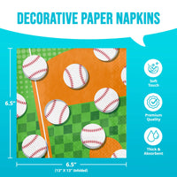 Sports Spirit Baseball Luncheon Napkins 6.5