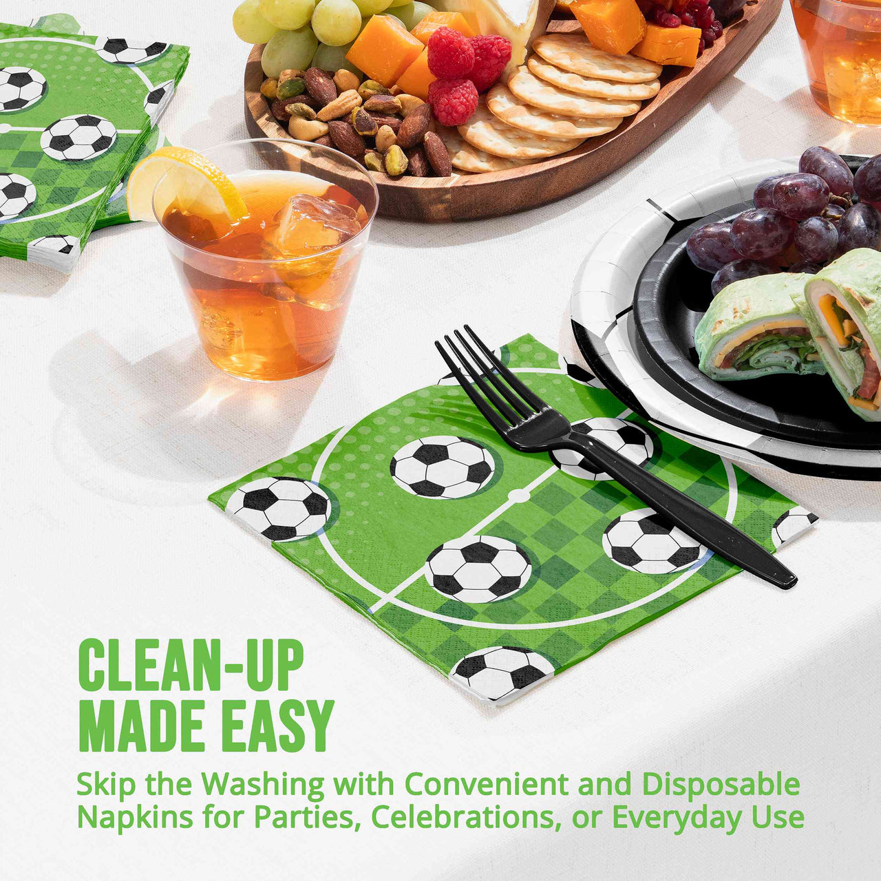Sports Spirit Soccer Luncheon Napkins 6.5" x 6.5"