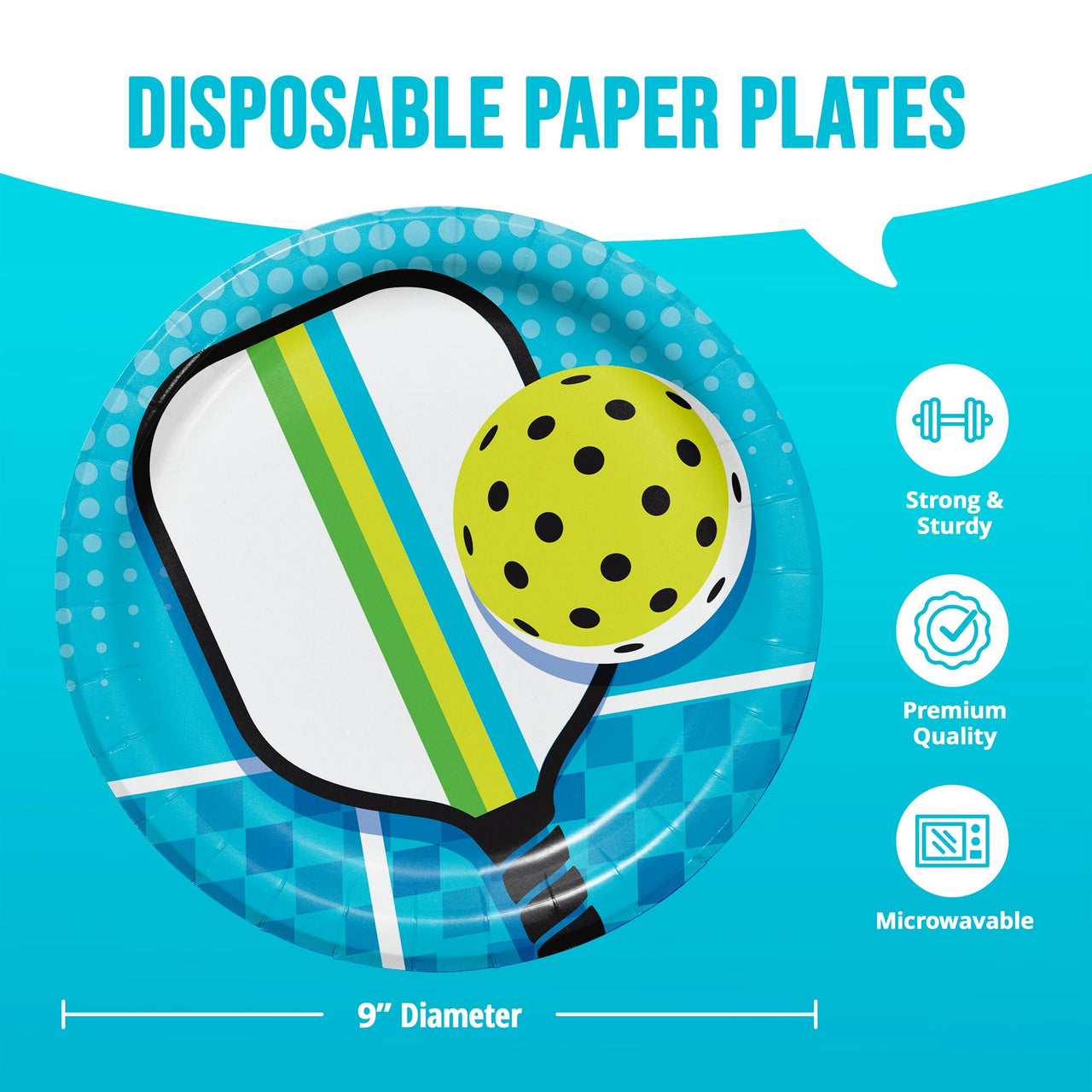 Sports Spirit Pickleball Dinner Plates 9"