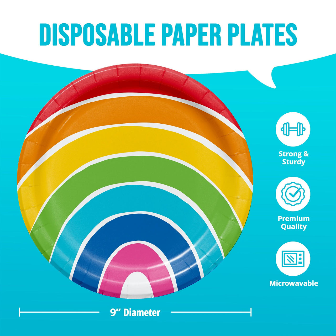 Rainbow Cheer Dinner Plates 9"