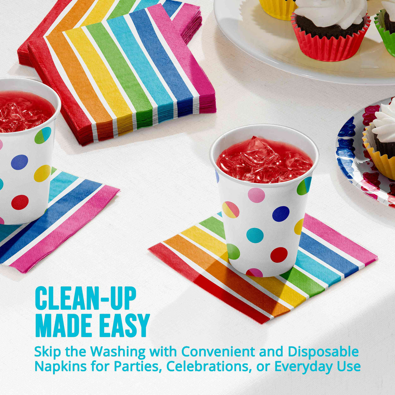 Rainbow Cheer Beverage Napkins 5" x 5"
