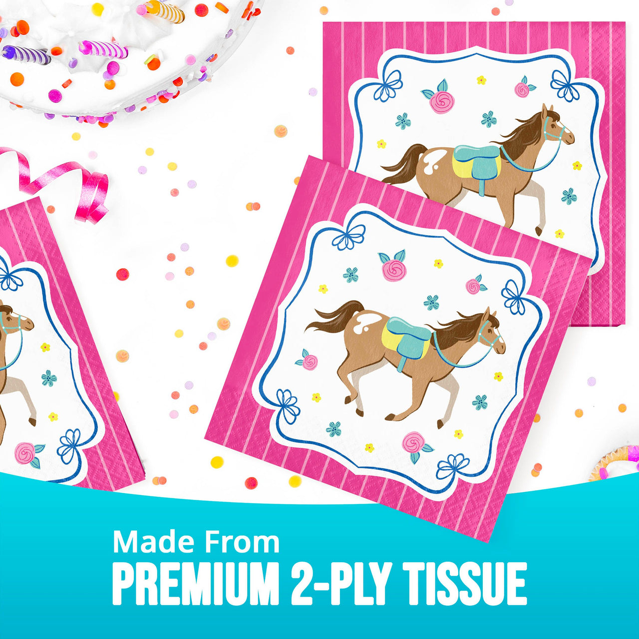 Horse Charm Luncheon Napkins 6.5" x 6.5"